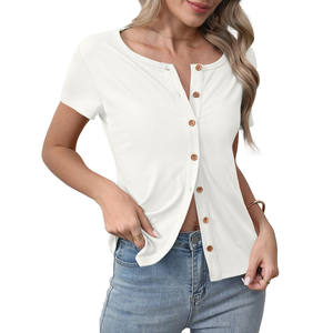 Cárdigan de verano ligero ajustado para <span class=keywords><strong>mujer</strong></span>, transfronterizo para <span class=keywords><strong>Amazon</strong></span>, Comercio Exterior, Camisa cómoda con botones en la parte superior de la costilla, patrón sólido - Product Image 6