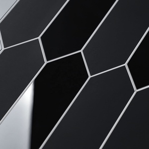 New Design Black Mirror and Matte Elongated Hexagon SPC Mosaic <b>Tile</b> Self Adhesive Mosaic <b>Tiles</b> for Kitchen Washroom - Product Image 4