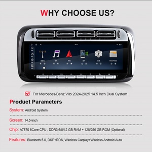 Dual <b>System</b> 14.5" Android <b>Auto</b> Head Unit for Mercedes-Benz Vito 2024-2025 Multimedia Player - Product Image 2