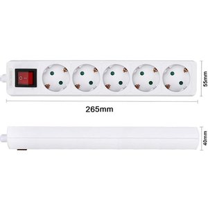 Regleta de Enchufes Blanca de 16A con Interruptor de Ahorro de Energía, Cable de 1.5m y Protección IP20, Cable de Extensión de 3680W con 5 Tomas - Product Image 2