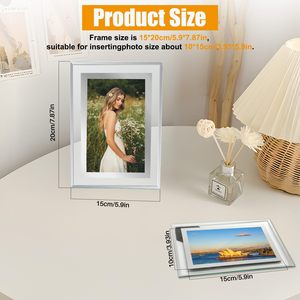 Cornici per foto in cristallo fatto a mano in vetro <span class=keywords><strong>trasparente</strong></span> 4x6 pollici A4/A3 rettangolo argento da tavolo e Display da scrivania <span class=keywords><strong>cornice</strong></span> da parete - Product Image 2