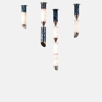 Lustre LED en laiton et albâtre espagnol, style français personnalisé, luxueux et élégant, pour îlot de cuisine, escalier, décoration intérieure, luminaire suspendu
