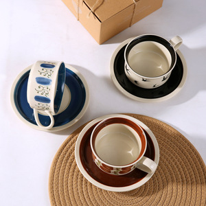 Juego de Tazas de Café y Té de Porcelana de Lujo Ligero y Retro, 2 Tazas y 2 Platos, Diseño de Pareja, con Caja de Regalo, 5 Colores, Ecológico - Product Image 3