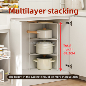 Organizador de armario de almacenamiento de cocina apilable Yushijia debajo del fregadero, bandeja de esquina y estante para ollas - Product Image 4