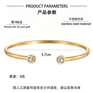 Bracciali Personalizzabili in Acciaio Inossidabile Placcato Oro 18K con Zirconi Bianchi, Forme a Cuore, Quadrate e a Goccia d'Acqua, Unisex - Product Image 5