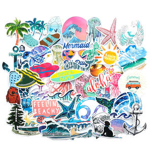 50 Stuks Zomer Strand Surf Outdoor Speelgoed Hp Laptop Palmboom Stickers Fles Surfplank Helm Gitaar Telefoon Zomer Surf Stickers - Product Image 3