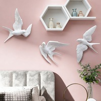 Décoration Murale en Résine en Forme d'Hirondelle, Style Nordique Instagram, Sculpture d'Oiseau 3D Créative, Décoration Murale pour Entrée et Couloir, Sans Dommage