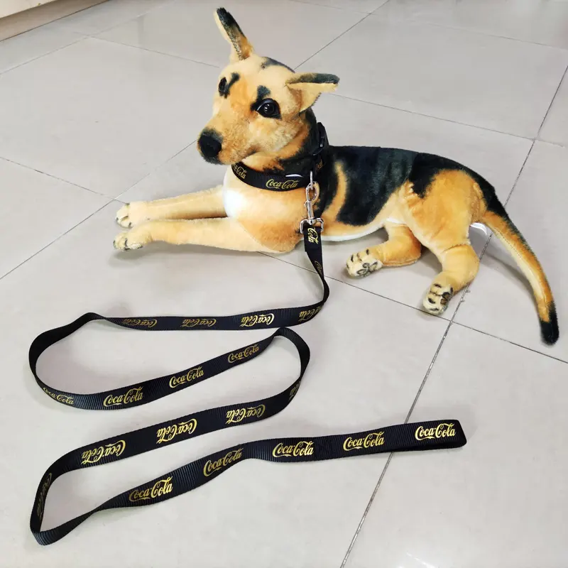 Custom Logo Printing Nylon Durable Pet Dog Leash And Collar Set With Strong Metal Hook