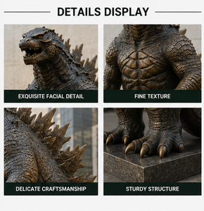 Grande Scultura in Bronzo di Godzilla a Grandezza Naturale, Statua di Mostro in Metallo per Piazze Cittadine e Strade Commerciali - Product Image 3