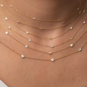 14K Oro 0,35-2 CT Diamante por la yarda Collar Regalo de cumpleaños Collar de estación de diamantes - Product Image 1