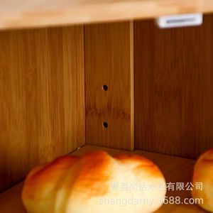 Bamboo double-layer bread box, household pastry and cake dustproof wooden box, <b>kitchen</b> decoration food storage rack - Product Image 2
