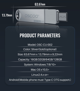 Oferta Especial: Memoria <span class=keywords><strong>USB</strong></span> OSCO CU002 Dual <span class=keywords><strong>USB</strong></span> C 3.1 y <span class=keywords><strong>USB</strong></span> A de 32GB-256GB en Aleación de Zinc para Teléfono, PC y Portátil - Product Image 6