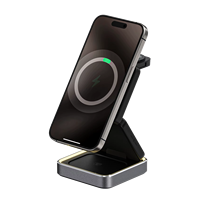 Nouveau design Support de chargeur sans fil magnétique pliable 3 en 1 Support de chargeur rapide 15w avec veilleuse