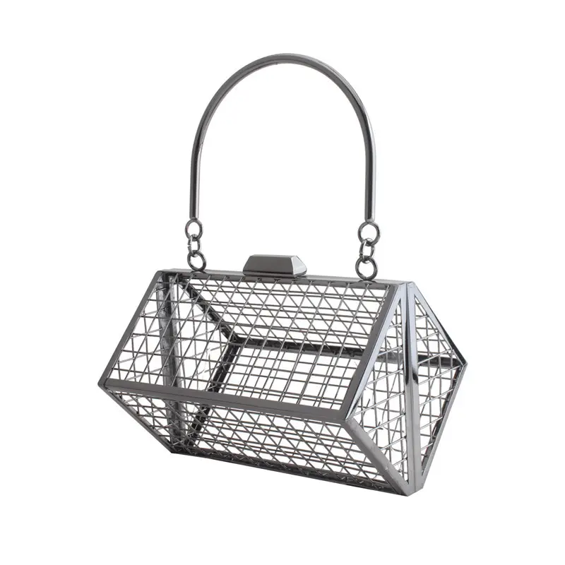 Women Chain Crossbody Bags Metal Hollow Out Cage Clutch Gold purse and handbag evening bag