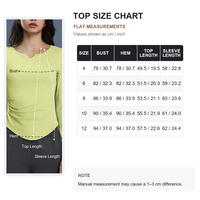 T-shirt de yoga respirant avec soutien-gorge intégré, col en V, manches longues, froncé, amincissant, avec logo frontal, pour l'entraînement