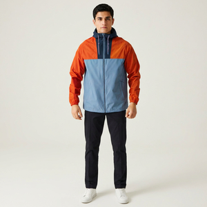 Custom Windbreaker <b>Jacket</b> Nylon <b>Zip</b>-<b>Up</b> Hoodie Windproof Plus Size Men's Stand Collar Front Logo with Hooded Zipper - Product Image 1