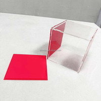 Boîte de rangement pliable en plastique à prix compétitif, transparente rose, 6 côtés, conteneur personnalisé, assemblage artisanal, boîtes en plastique acrylique résistant