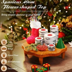 Support de pied en bois de <span class=keywords><strong>teck</strong></span> de 16 pouces en forme de fleur Support de <span class=keywords><strong>plante</strong></span> de ferme pour la décoration intérieure - Product Image 3