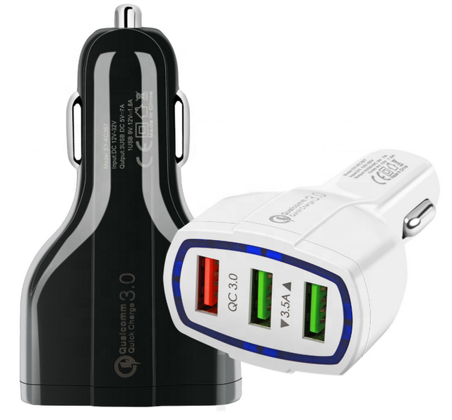 Customized Triple 3 USB Port Car Charger Quick Charging QC 3.0 3.5A Fast Car Charger for Mobile Phone Car Charger Adapter