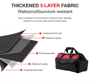 WORKPADRO 16-inch Heavy-Duty Tote Bag Wide-Mouth <strong>Tool</strong> <strong>Storage</strong> With Waterproof Rubber Base Customized OEM &amp; ODM Support Outdoors - Product Image 6