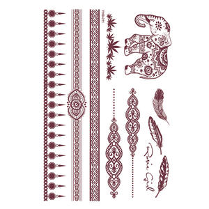 Autocollants de <span class=keywords><strong>tatouage</strong></span> en <span class=keywords><strong>dentelle</strong></span> au henné brun, <span class=keywords><strong>tatouage</strong></span> temporaire imperméable, art corporel, <span class=keywords><strong>tatouage</strong></span> au henné, motifs de <span class=keywords><strong>bras</strong></span> - Product Image 3