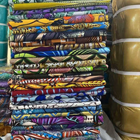 Tissu en satin 100 % coton véritable, imprimé wax africain doré, grand format, pour la confection de chemises pour filles et garçons