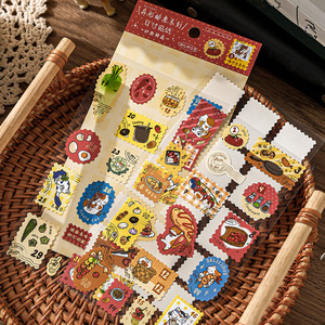 Paquete de 3 Hojas de Pegatinas con Formas Especiales, Serie Meow Express con Fecha, Adorables Animales para Decoración de Diarios y Collages - Product Image 3