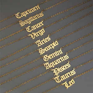 Collana di gioielli di moda <span class=keywords><strong>segno</strong></span> <span class=keywords><strong>zodiacale</strong></span> 18K oro acciaio inossidabile oro 12 collana <span class=keywords><strong>zodiacale</strong></span> - Product Image 3