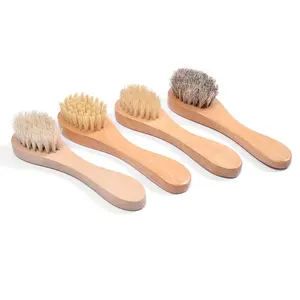 Wholesale Promotion Face Brush Natural Color Wooden And Boar Bristle Facial Cleaning Brush