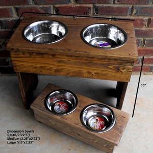 Support en bois pour gamelles d'animaux avec bols en acier inoxydable surélevés – Station d'alimentation et d'eau pour chien, usage intérieur - Product Image 4