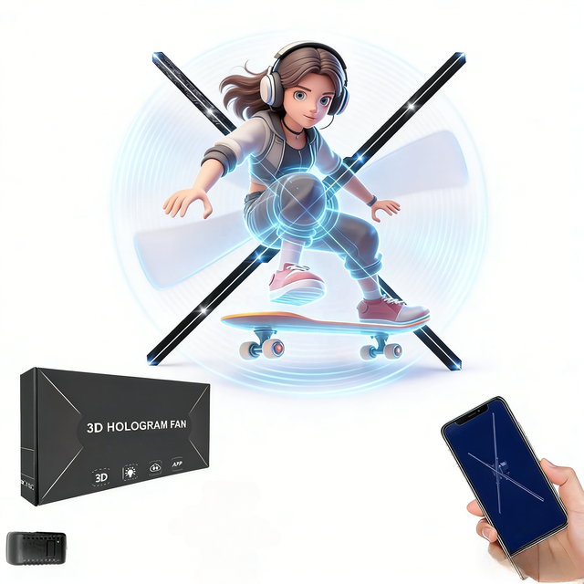 RAYBO Best Selling 3D Holographic Projector Fan 55CM Floor Standing Model with Transparent Protection Cover