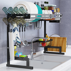 Home carbon steel desktop storage rack kitchen double sink seasoning storage rack professional export