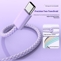 Câble de données tressé Type-C couleur macaron 2m pour iPhone/Android, charge rapide, vente en gros