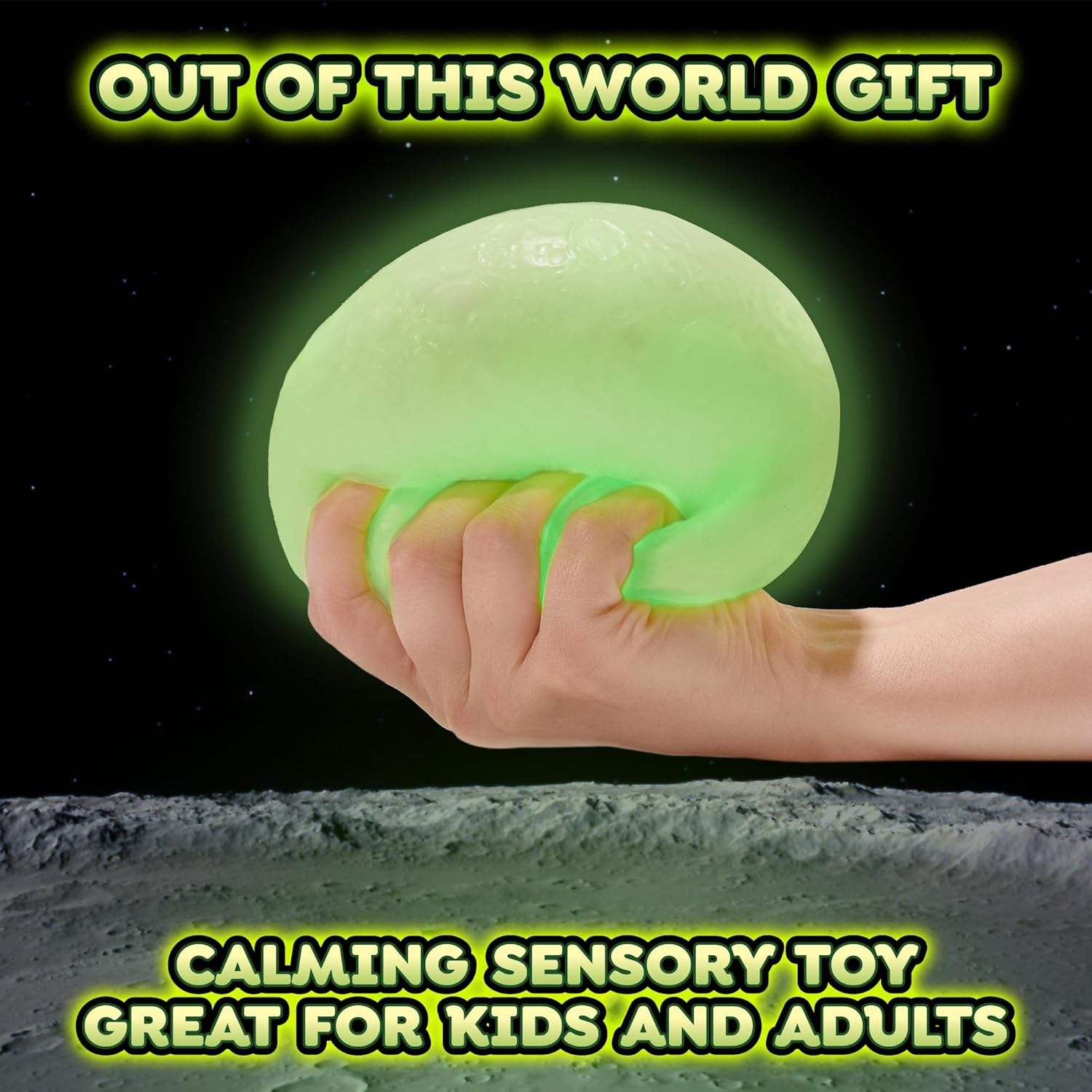 Moon Glow in Dark Stress Relief Fidget Toy Sensory Squeeze Ball for Kids Anxiety Relief Squishy Ball