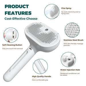 Poils de chien et de chat une clé enlever les poils peigne massage pour animaux de compagnie dissolvant de perte toilettage animal de compagnie auto-nettoyant chat brosse à vapeur avec de l'eau - Product Image 2