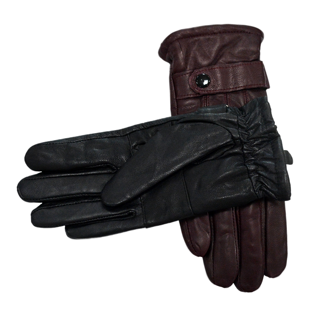 Зимние кожаные перчатки для сенсорного экрана, теплые перчатки с шерстяной подкладкой, утолщенные кожаные перчатки из овчины и меха