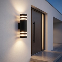 Lampu Dinding Luar Ruangan Silinder Aluminium Tahan Air IP54 2*GU10 Soket Dapat Diatur Atas/Bawah Desain Modern untuk Taman Beranda Garansi 3 Tahun