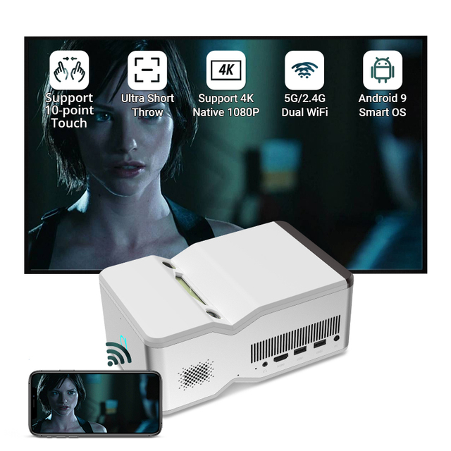 Hotack D071 Home Theater Wireless Portable Projector  HD DLP Smart Android Proyector Ultra Short Throw Mini Wifi 4K Projector