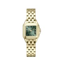 Montre à quartz pour femme élégante et minimaliste de style luxueux, cadran carré en acier inoxydable, fermoir papillon, mini vintage rectangulaire mince