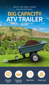 Chariot de jardin en acier robuste, <span class=keywords><strong>remorque</strong></span> à benne basculante, capacité de charge de 300 kg, finition peinte en poudre, <span class=keywords><strong>plateau</strong></span> en plastique pour utilisation en extérieur, <span class=keywords><strong>moto</strong></span>, VTT - Product Image 2