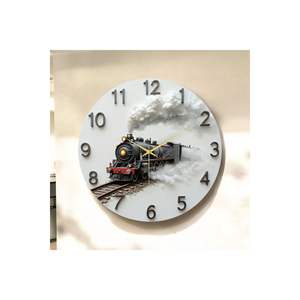 Colorful Printed Patterned Wooden <b>Silent</b> Round Table Wall <b>Clock</b> 45x45cm Classical Gift Idea - Product Image 3