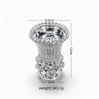 Brûleur à Bakhoor en Verre Cristal de Luxe en Gros, Porte-Encens Facetté Diamant avec Plateau Métallique pour Aromathérapie et Décoration Intérieure
