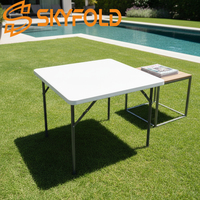 Table pliante carrée de camping à hauteur réglable, 3 niveaux d'ajustement, neuve, pour pique-nique en plein air, portable, pour la plage