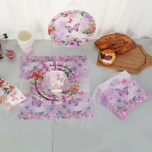 Cross-border party disposable <b>paper</b> plates, <b>paper</b> cups, butterfly <b>paper</b> plates, <b>paper</b> cups, <b>paper</b> napkins, birthday party, - Product Image 3