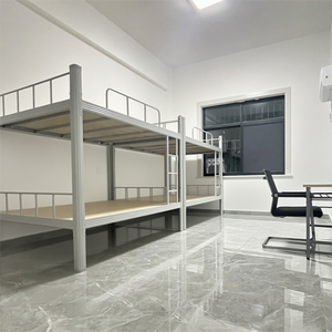 Lit superposé en métal robuste et moderne avec armoire et bureau, mobilier pour dortoirs et hôtels, lit robuste pour étudiants et adolescents - Product Image 6