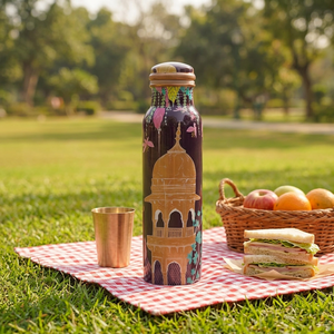 Oriental Design <b>Metal</b> <b>Water</b> <b>Bottle</b> With Lid Portable Outdoor Use - Product Image 1