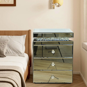 현대 크리스탈 다이아몬드 미러 3 서랍 스마트 침대 옆 탁자 스마트 스탠드 무선 충전 및 Led 조명 - Product Image 4