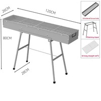 Barbecue au charbon de bois commercial d'extérieur, four à brochettes, grand, épaissi, style étal, support pliable, coupe-vent, style espagnol