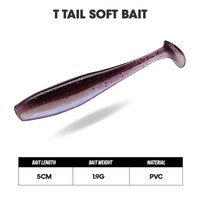 Leurres souples en plastique de 5 cm, 6 cm, 7 cm, avec queue en T, leurres souples bioniques, appâts souples de simulation, leurres de pêche artificiels en PVC, appâts pour truites, queue de pagaie