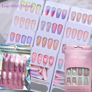 24 unids/set con pegatina Arco Iris <span class=keywords><strong>bailarina</strong></span> cubierta completa Prensa en puntas de Arte de uñas Artificial largo ataúd diseñado prensa en las uñas - Product Image 2